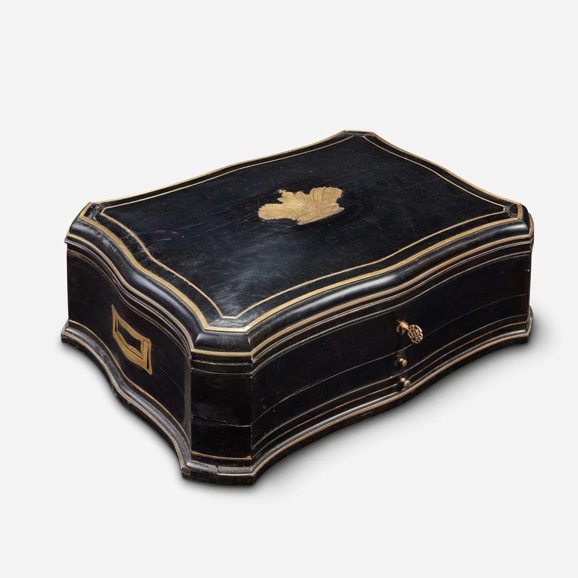 A Napoleon III Brass Inlaid Ebonized Wood Artist’s Box* Alphonse Giroux et Cie, Paris, late 19th century