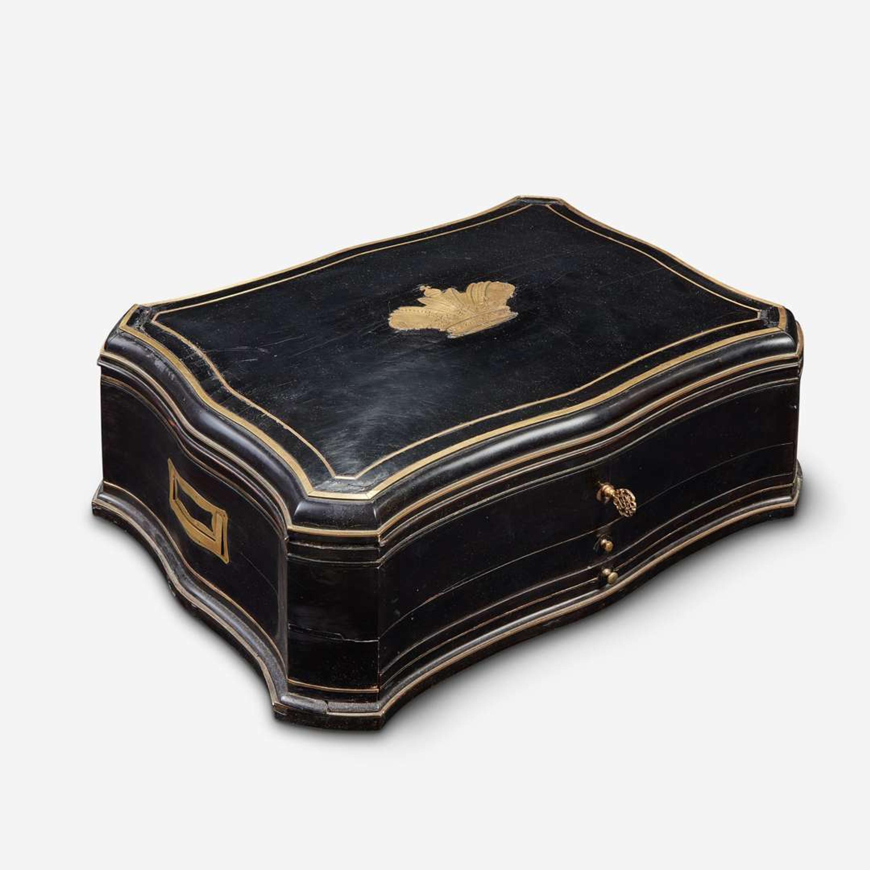 A Napoleon III Brass Inlaid Ebonized Wood Artist’s Box* Alphonse Giroux et Cie, Paris, late 19th century