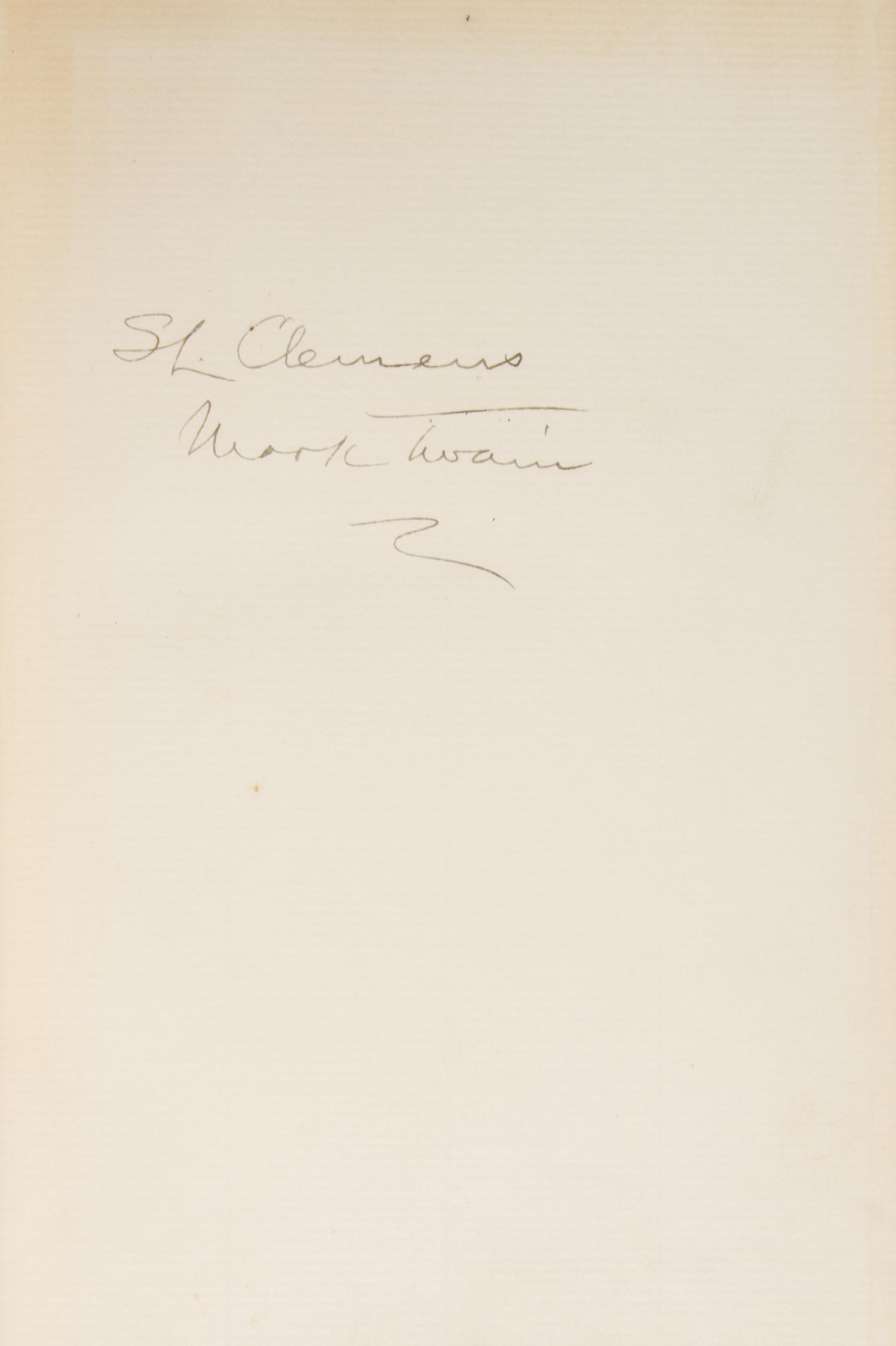 (CLEMENS, SAMUEL L.) TWAIN, MARK, a.k.a. The Writings. New York, 1922-25. 37 vols. Limited signed as Twain and Clemens.