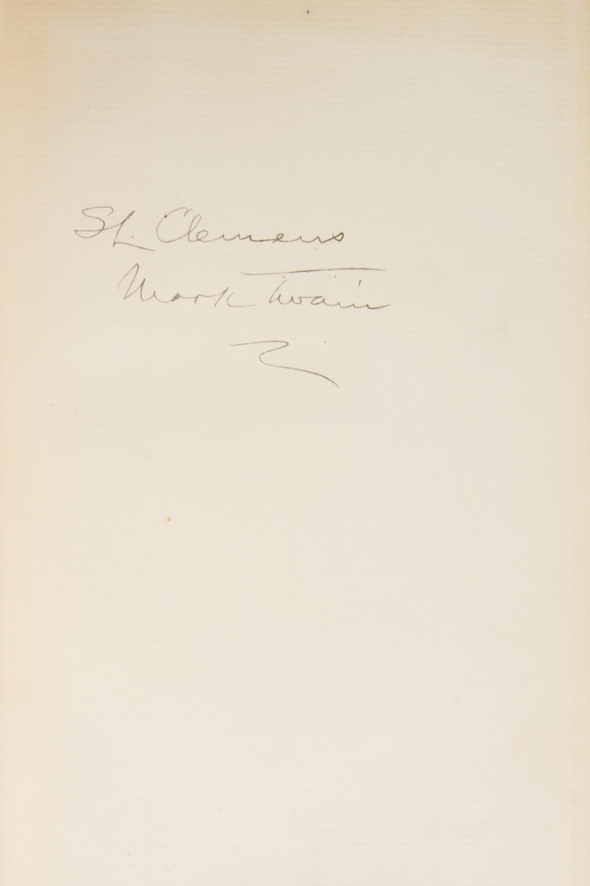 (CLEMENS, SAMUEL L.) TWAIN, MARK, a.k.a. The Writings. New York, 1922-25. 37 vols. Limited signed as Twain and Clemens.