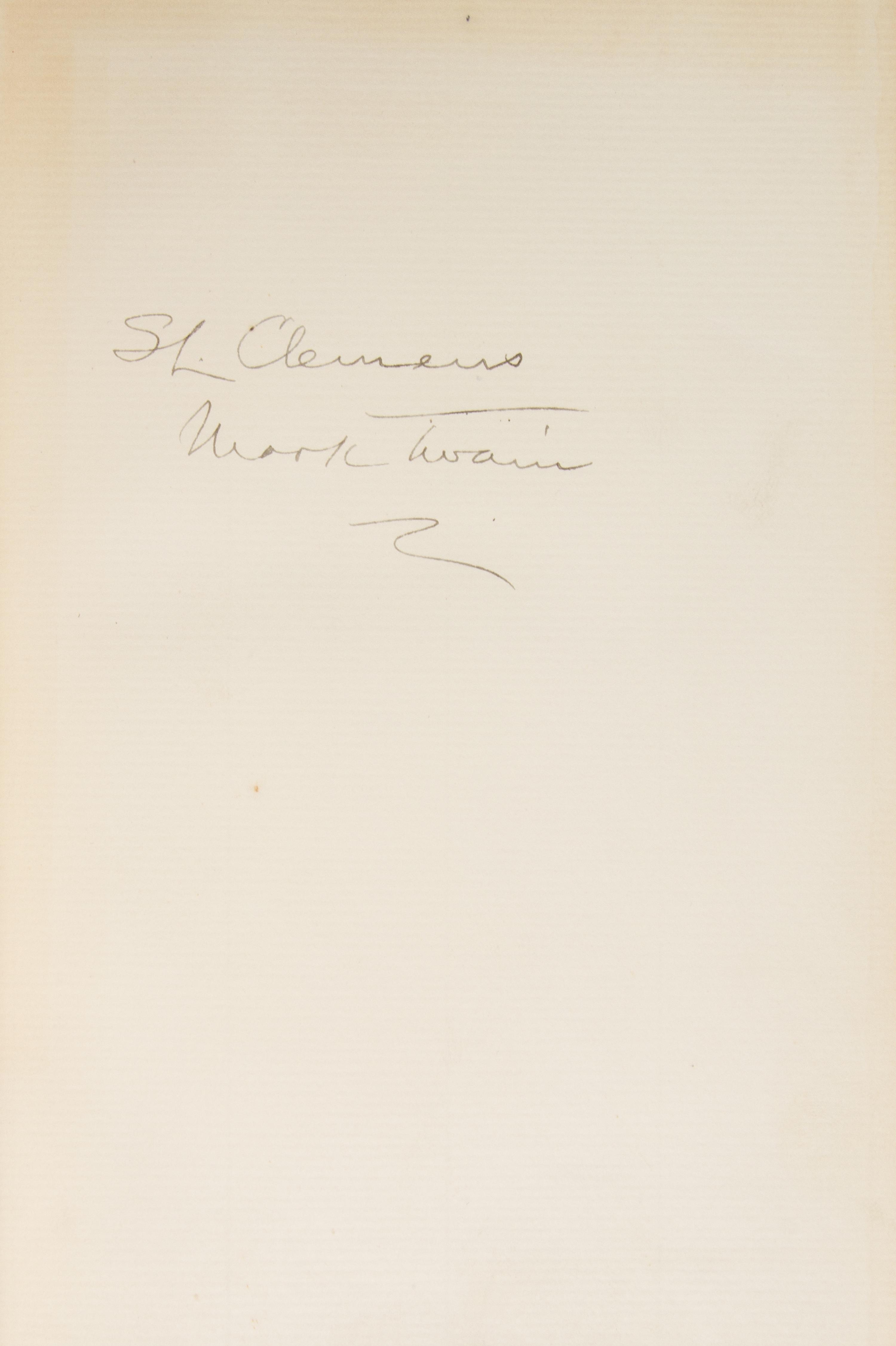 (CLEMENS, SAMUEL L.) TWAIN, MARK, a.k.a. The Writings. New York, 1922-25. 37 vols. Limited signed as Twain and Clemens.