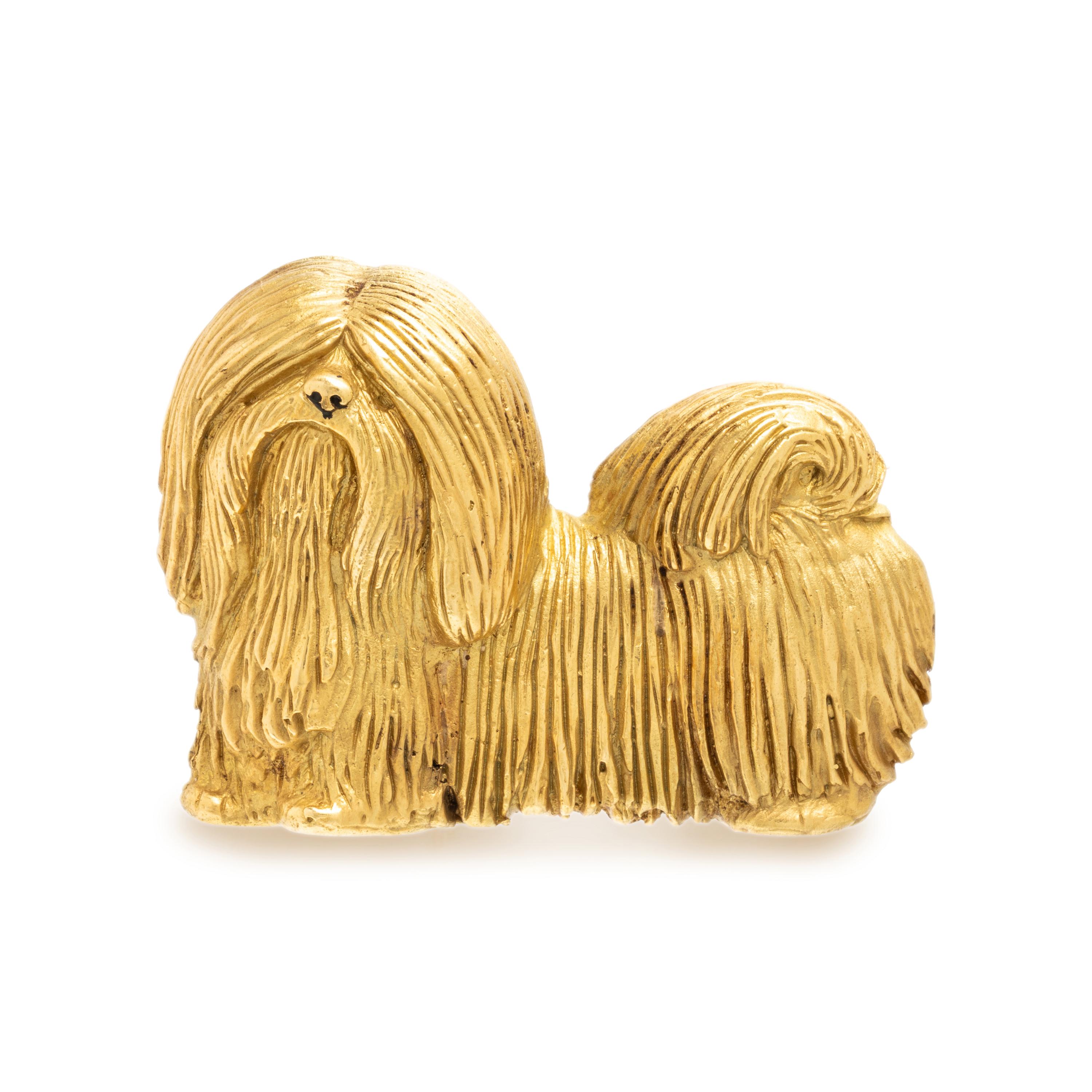 Spritzer and Fuhrmann, Yellow Gold Shih Tzu Dog Brooch