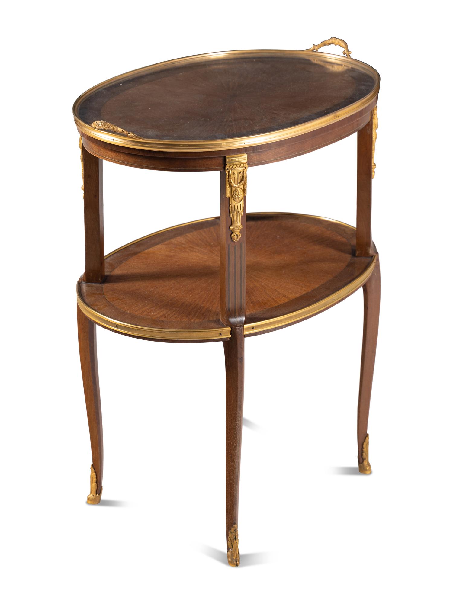 A Louis XVI Style Gilt Bronze Mounted Two-Tier Serving Table