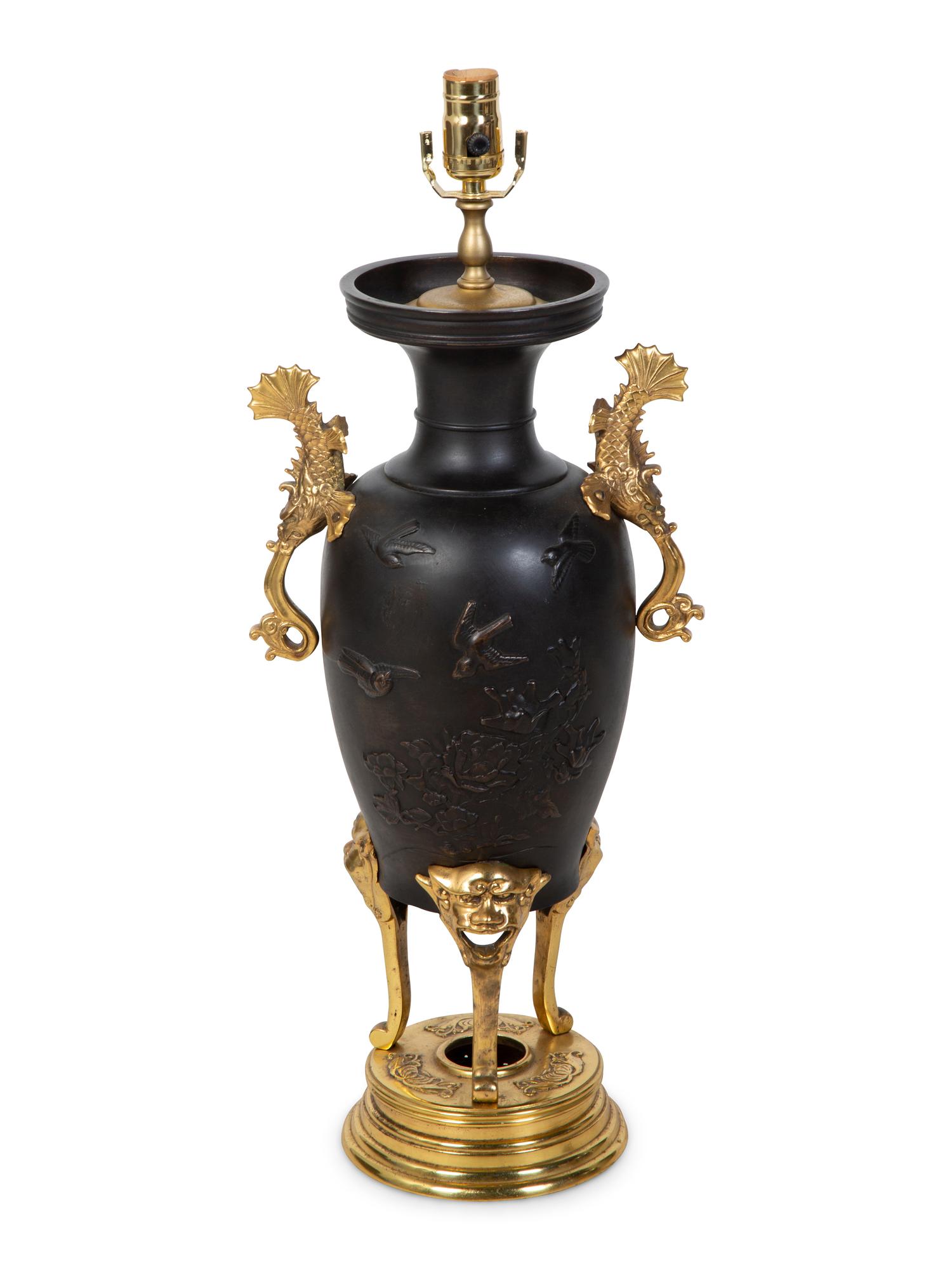 A Chinoiserie Decorated and Gilt Bronze Mounted Urn — 19TH CENTURY