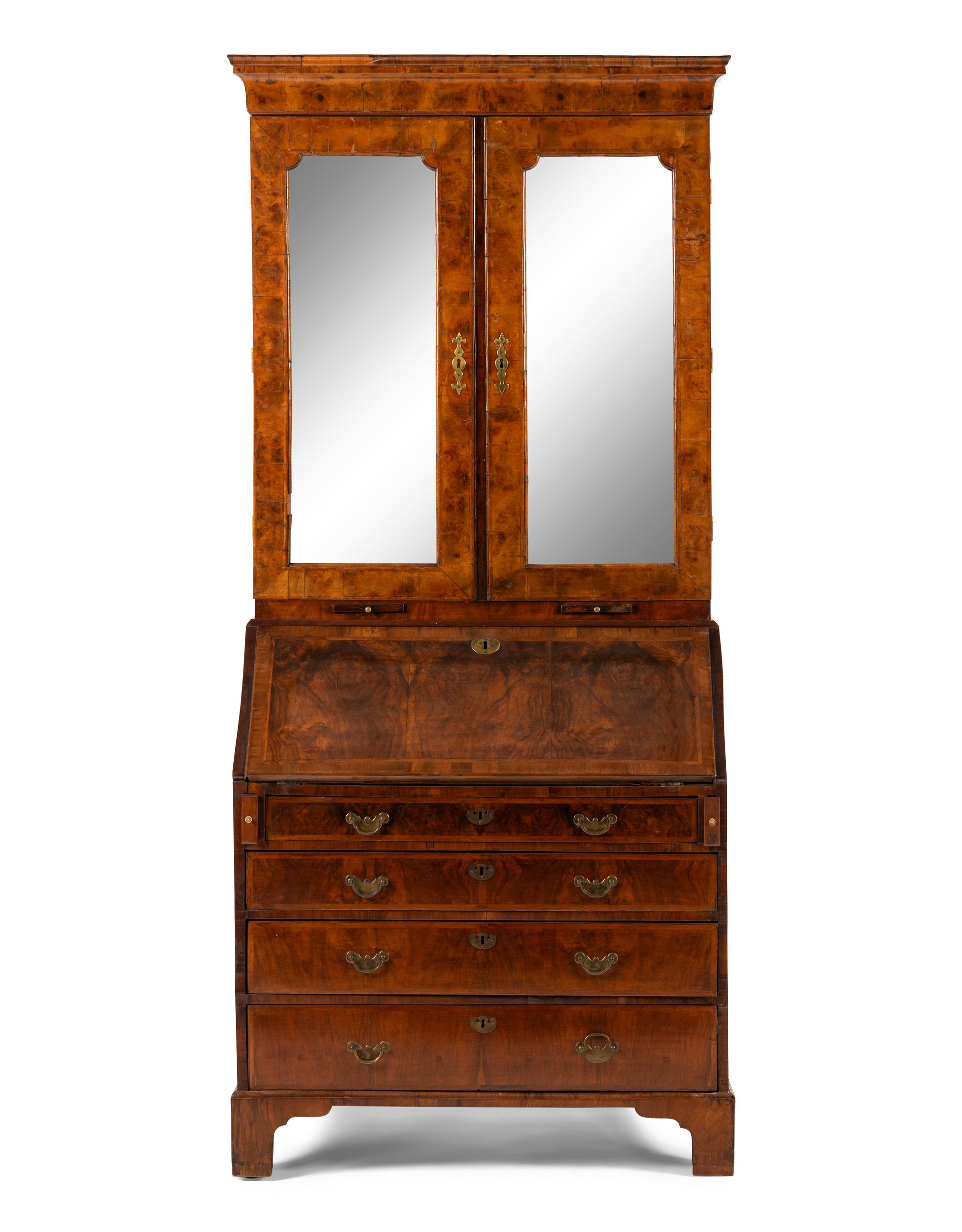 A George II/III Walnut Bureau Cabinet