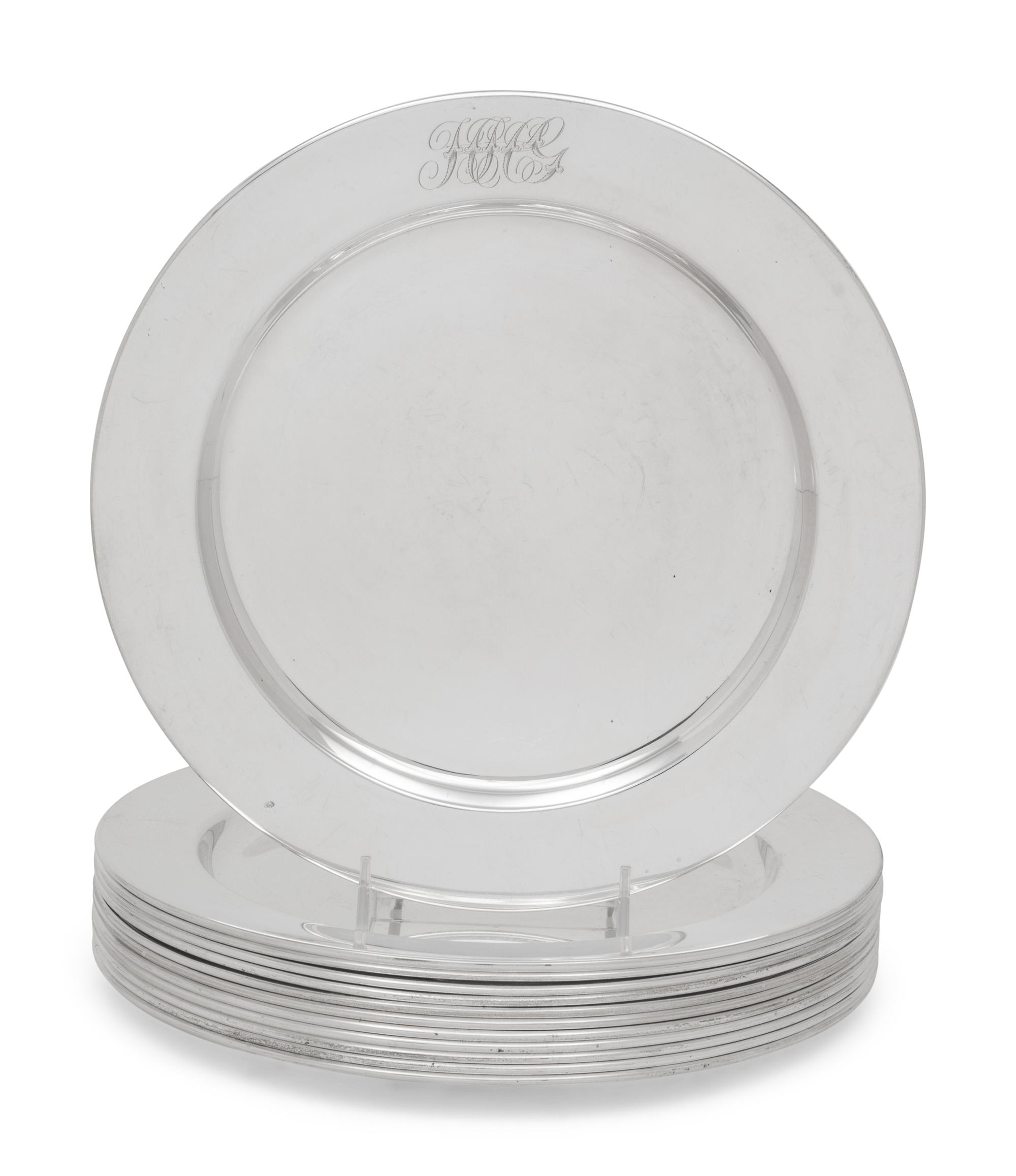A Set of Twelve American Silver Plates