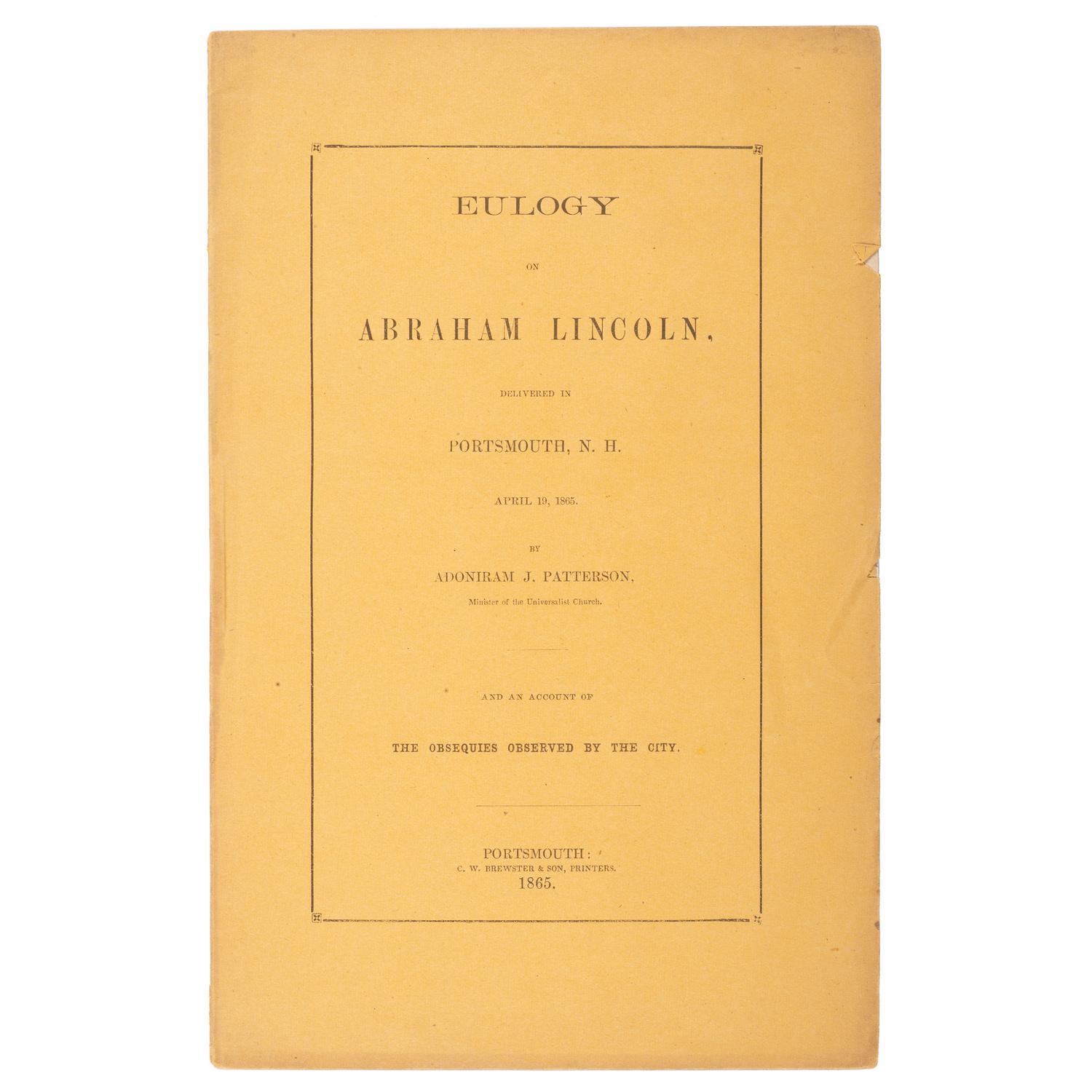 Lincoln Assassination, Three Funeral Sermons Preached During the Time of National Mourning