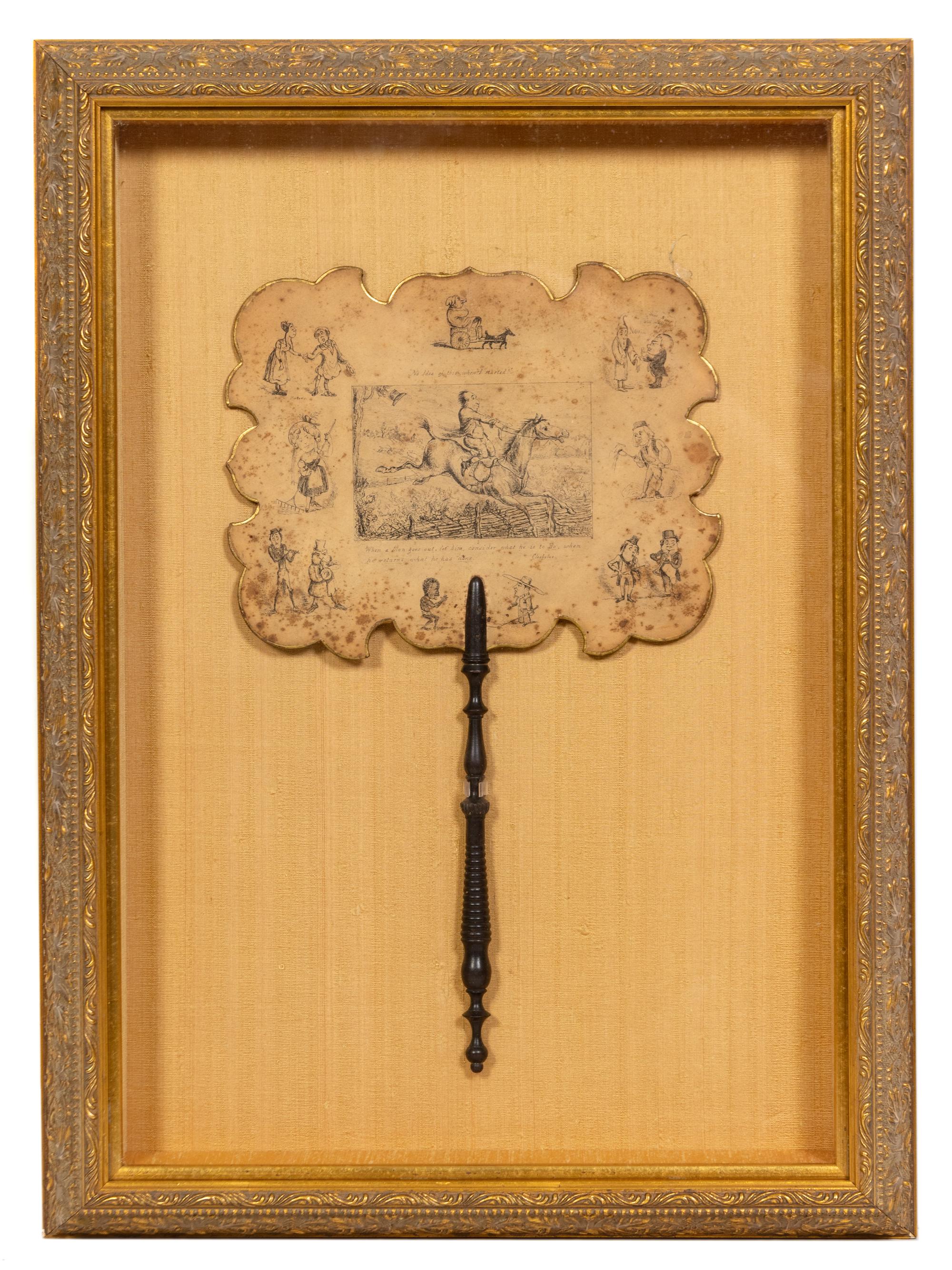 A Pair of Early Victorian Framed Papier Mache Hand Fans