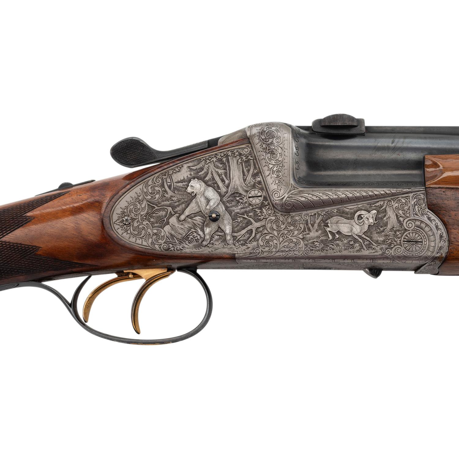 ** Finely Engraved Josef Winkler O/U Drilling Rifle in .300 Weatherby Magnum