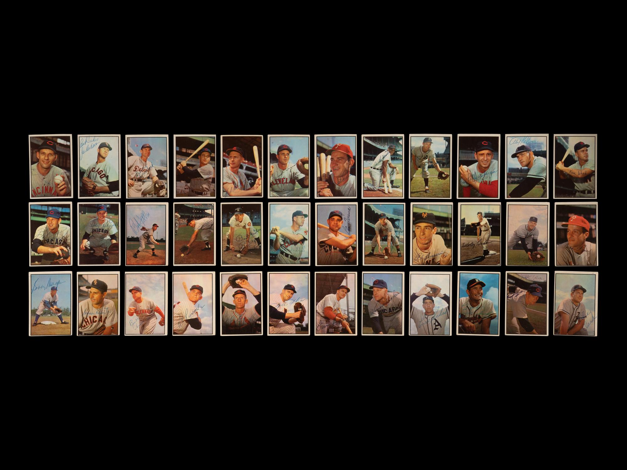 A Group of 96 Signed Autograph 1953 Bowman Baseball Cards Including Multiple Hall of Famers,