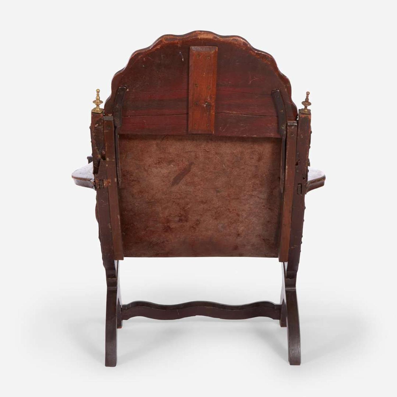 A carved mahogany and tooled leather Campeche chair Mexico, late 18th / early 19th century