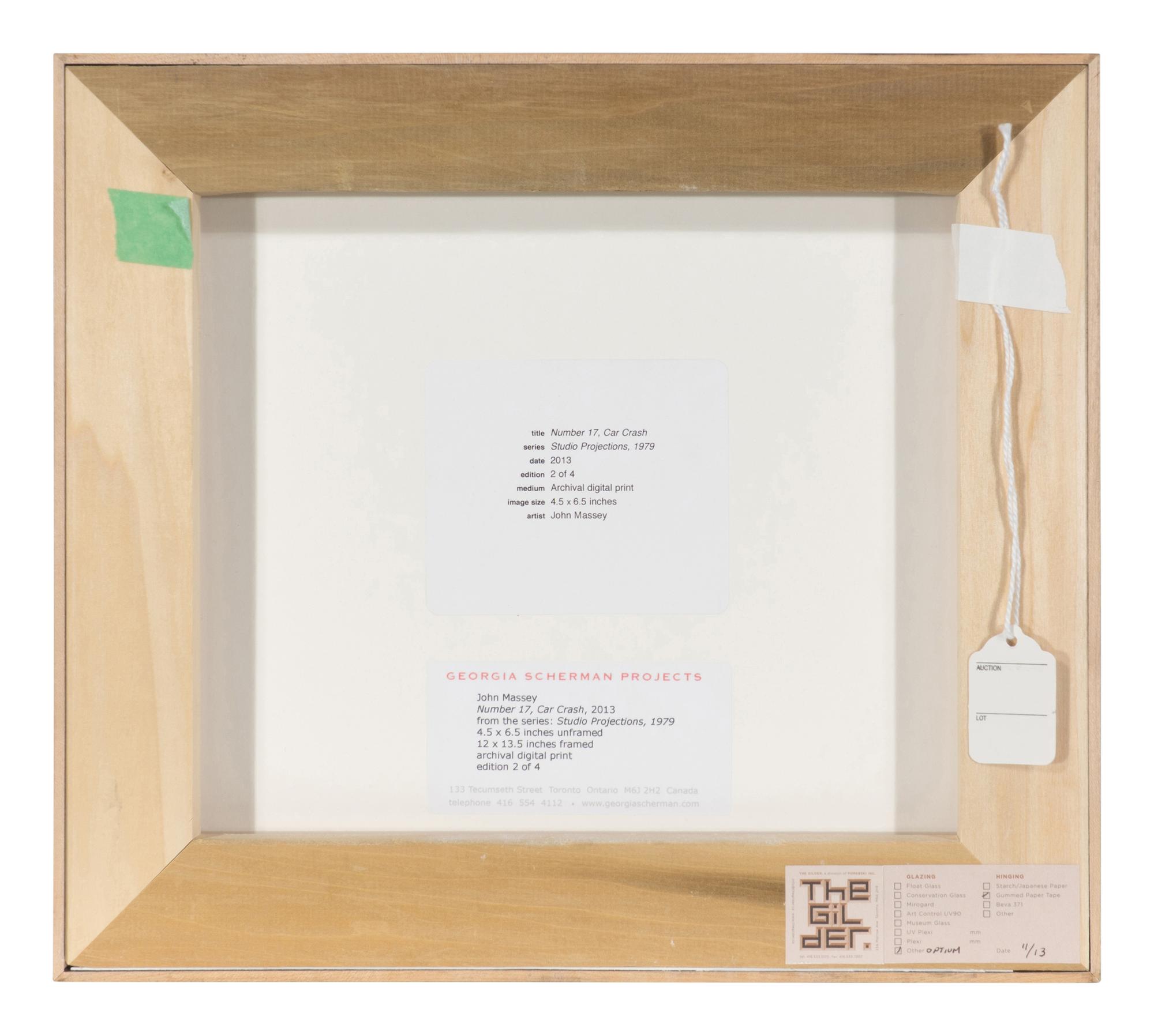 Four works from Studio Projections, 1979 (Number 17, Car Crash; Number 22, Beauty Treatment; Number A1, Village ; and Number A3, Dust Storm); printed 2013