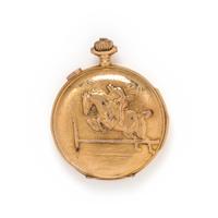 18K YELLOW GOLD QUARTER REPEATER HUNTER CASE POCKET WATCH