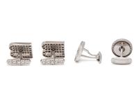 TWO PAIRS OF WHITE GOLD AND DIAMOND CUFFLINKS