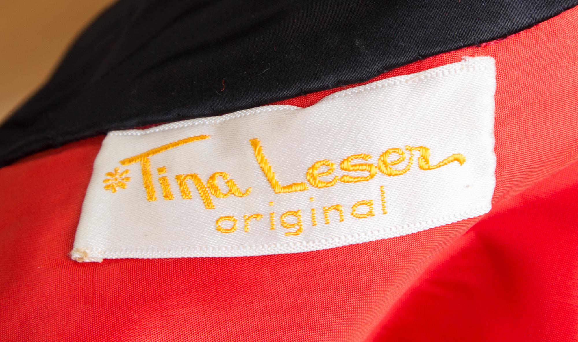 A Tina Leser Multicolor Silk Dress and Red Wool Vest, No size.