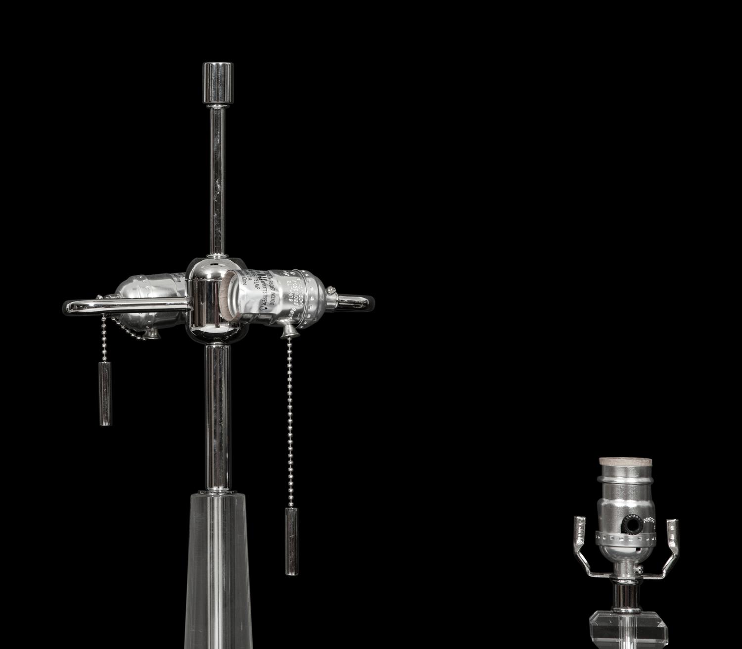 A Pair of Acrylic and Chrome Table Lamps and Another Single Table Lamp