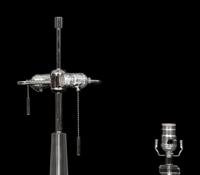 A Pair of Acrylic and Chrome Table Lamps and Another Single Table Lamp