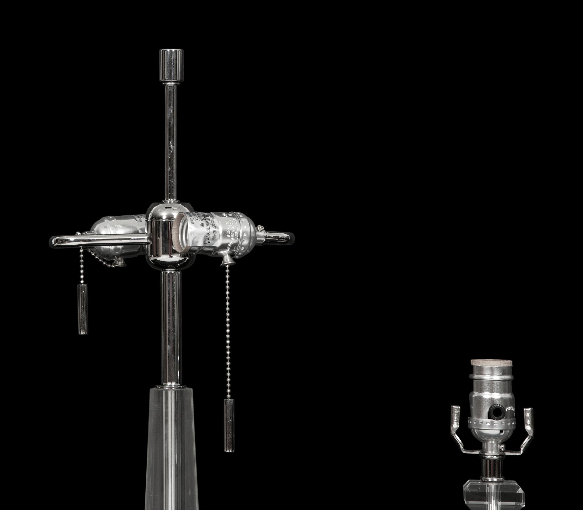 A Pair of Acrylic and Chrome Table Lamps and Another Single Table Lamp