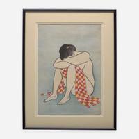 Five Japanese Bijin-ga woodblocks printed in colors 日本浮世绘五幅