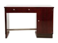An Art Deco Style Chrome Metal-Mounted Lacquered Wood Desk