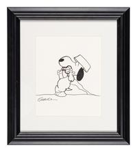 (Cartoon Art) SCHULZ, Charles (1922-2000). Pen and ink drawing of ‘Snoopy’ from “The Peanuts.”