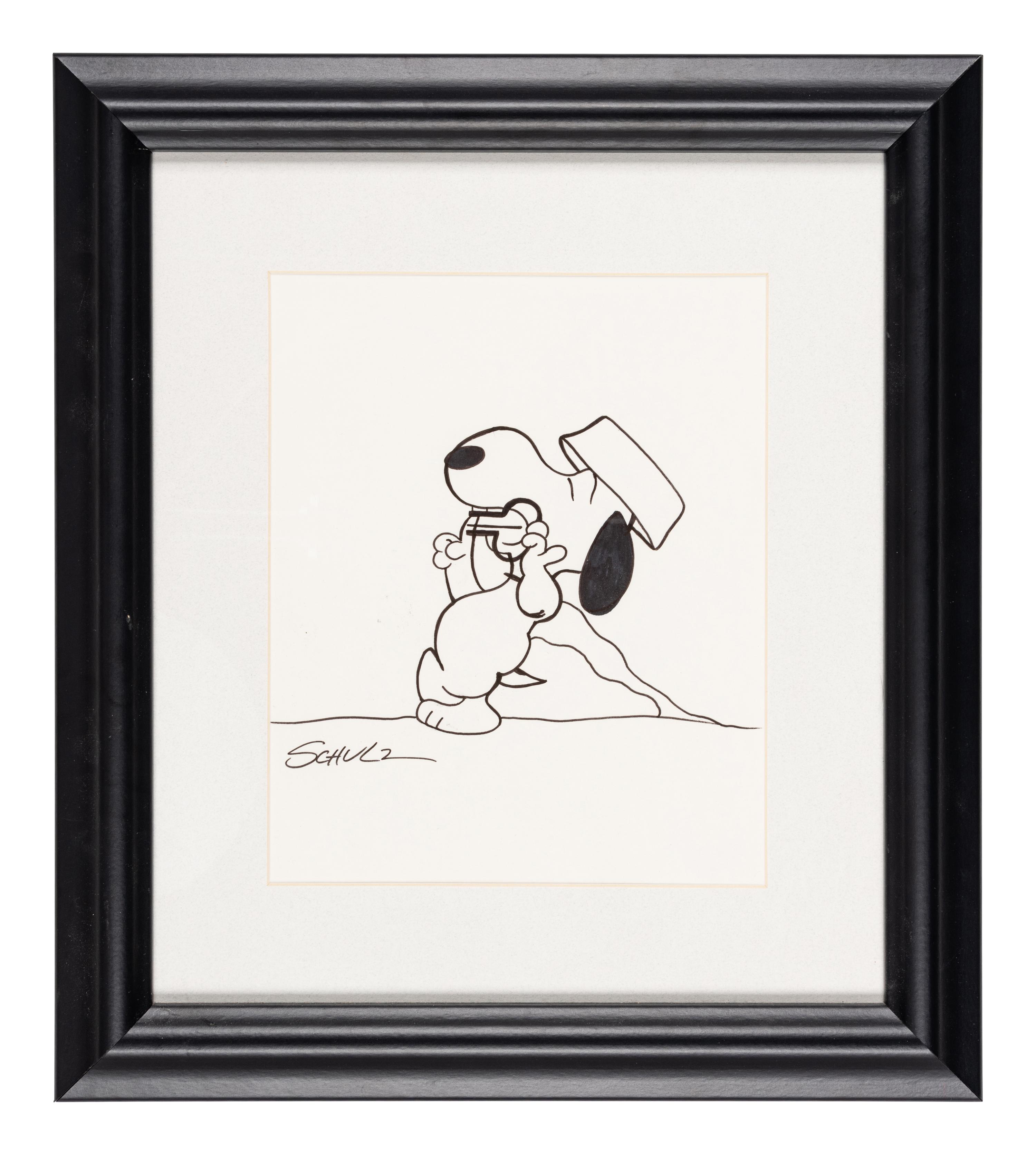 (Cartoon Art) SCHULZ, Charles (1922-2000). Pen and ink drawing of ‘Snoopy’ from “The Peanuts.”