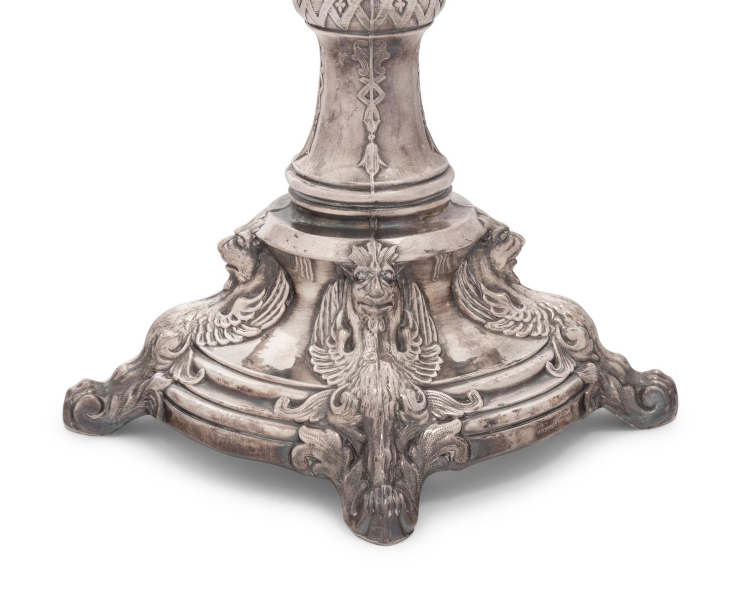A Russian Silver-Plate and Cut Glass Two-Tier Dessert Stand