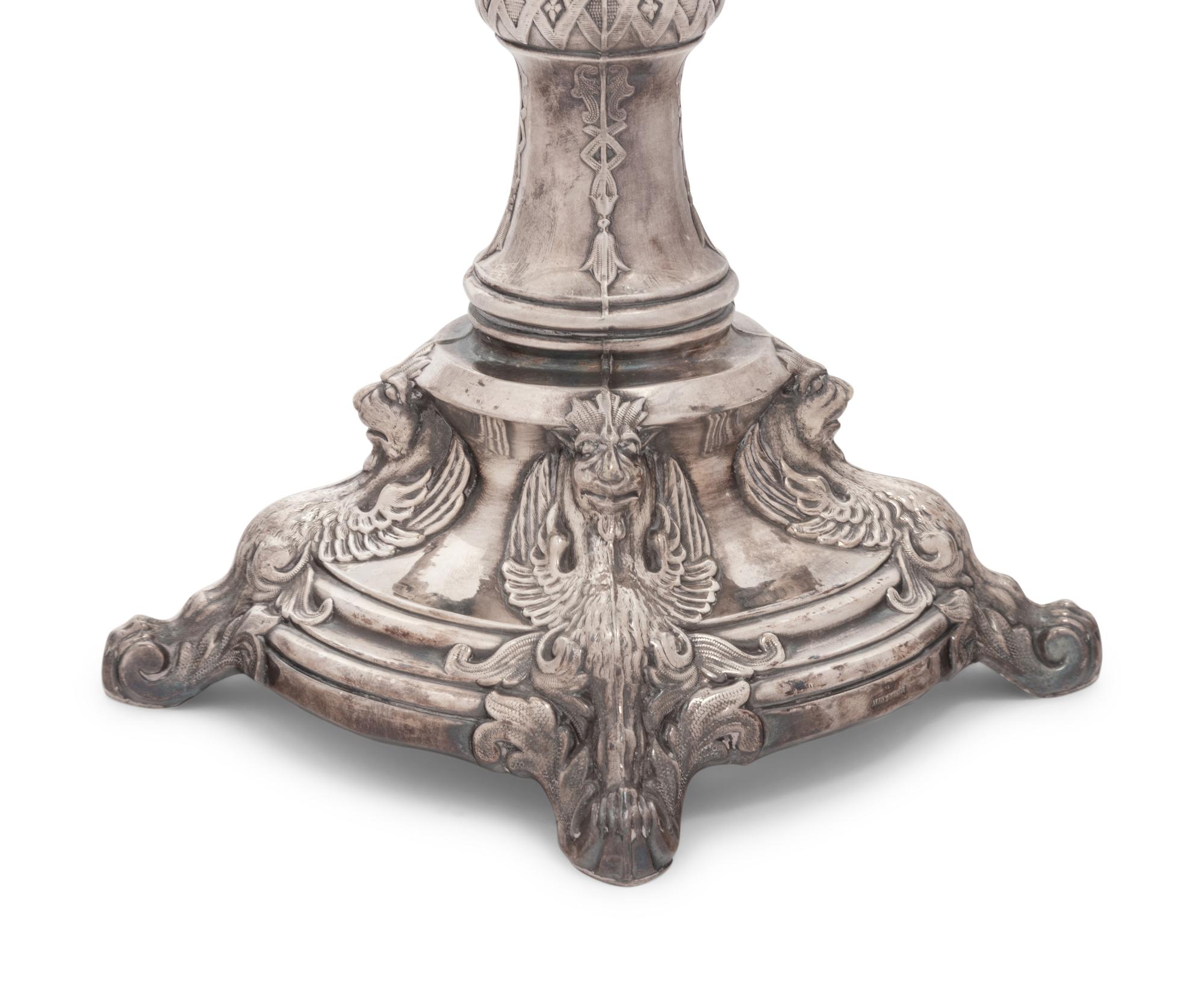 A Russian Silver-Plate and Cut Glass Two-Tier Dessert Stand