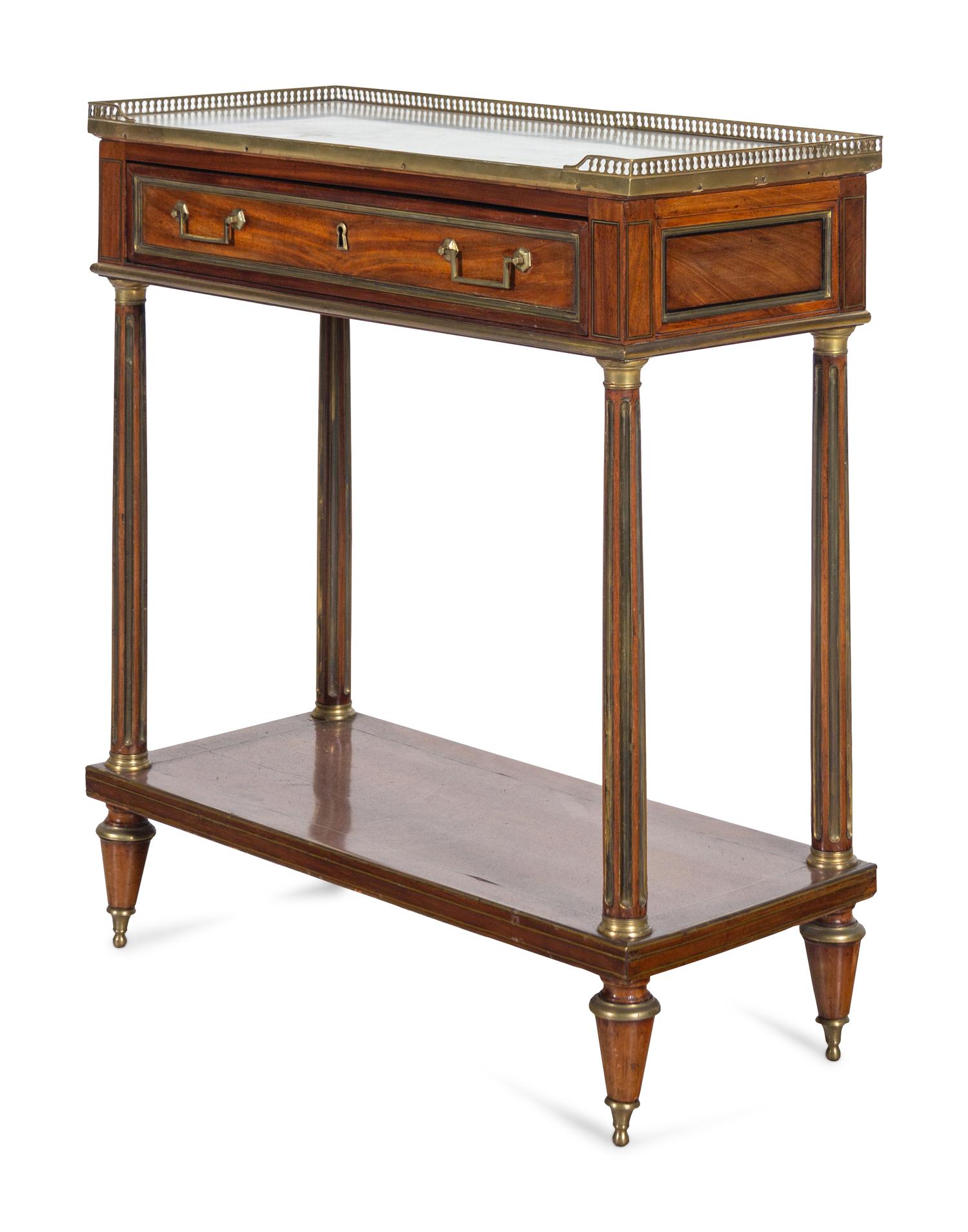 A Louis XVI Style Mahogany Marble-Top Console Desserte