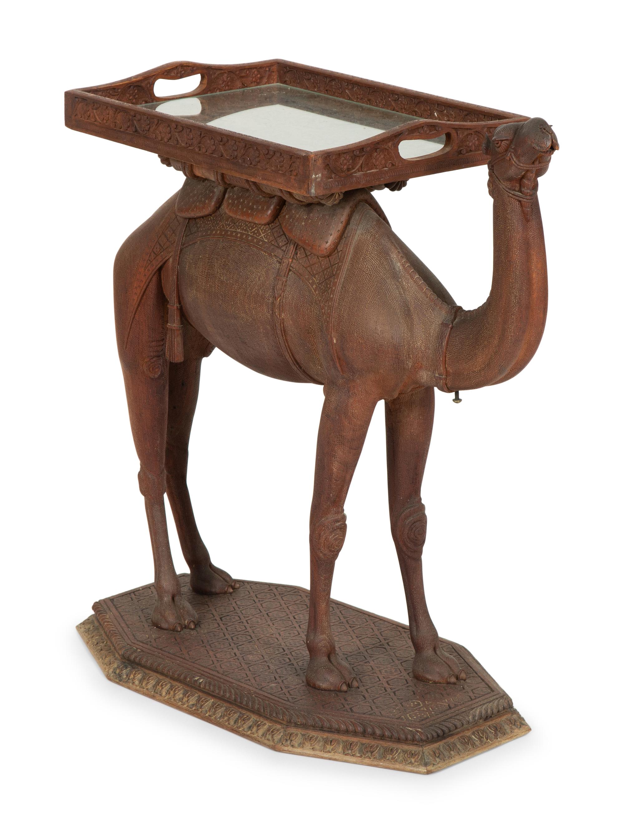 An Anglo-Indian Carved Wood Camel-Form Side Table