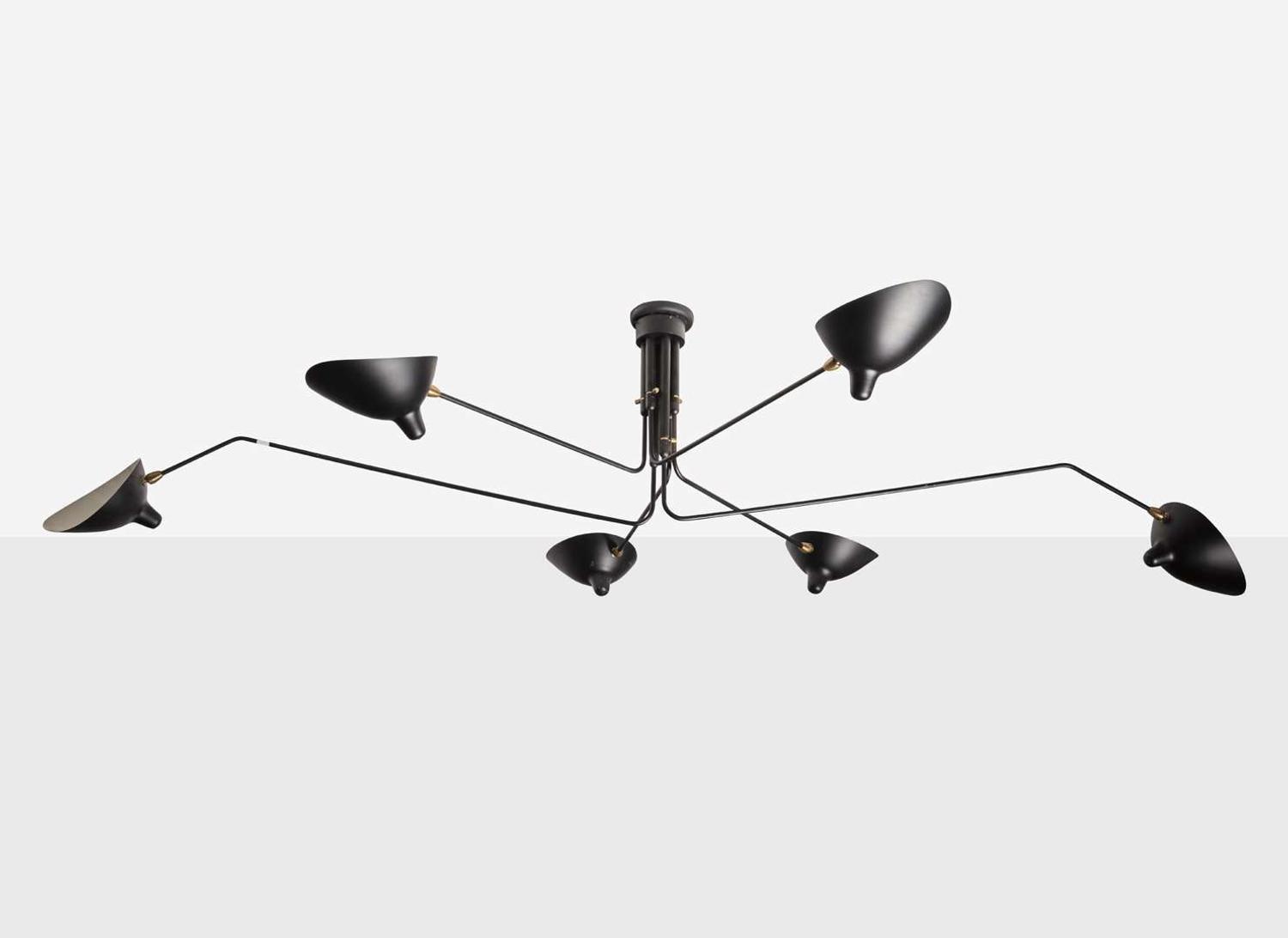 Serge Mouille, Six Arm Ceiling Lamp