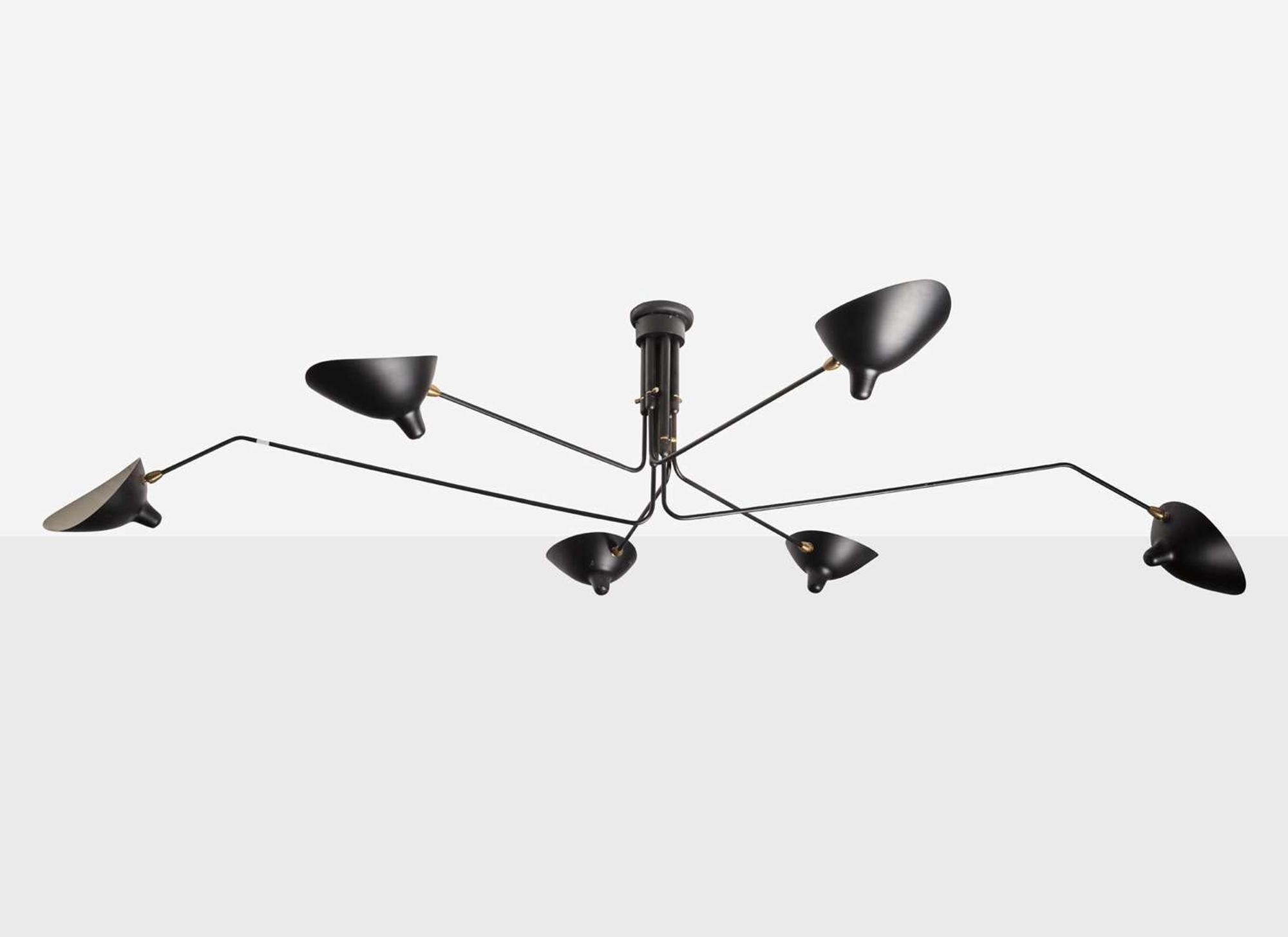 Serge Mouille, Six Arm Ceiling Lamp