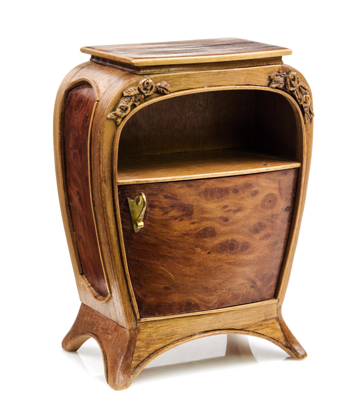 An Art Nouveau Style Cabinet Height 4 1/8 x width 3 x depth 1 3/8 inches.