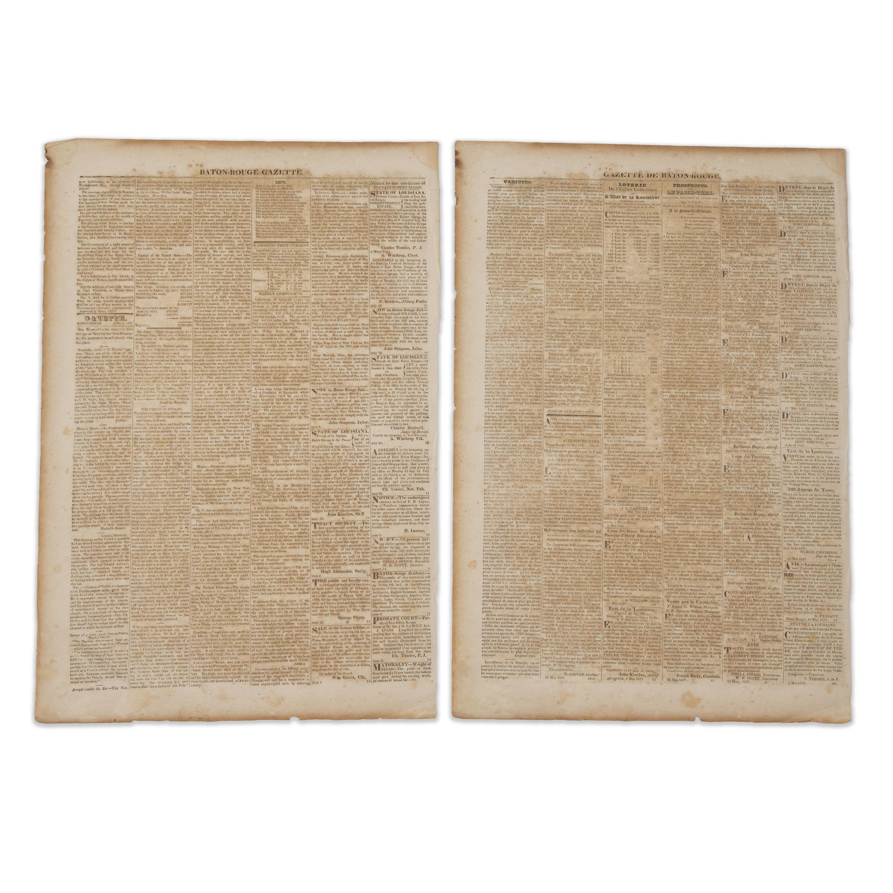 *[American Newspapers] Bilingual Issue of the "Baton Rouge Gazette"