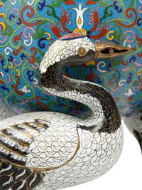 A Chinese Cloisonné Enamel 'Crane' Tripod Incense Burner