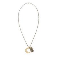 David Yurman, Sterling Silver 'Chevron Tag' Necklace with a Harwell Godfrey Diamond and Yellow Gold Moon Pendant