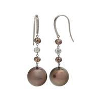 CULTURED PEARL, DIAMOND AND COLORED DIAMOND EARRINGS