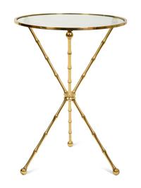 A Near Pair of Hollywood Regency Style Gilt Metal Faux-Bamboo Side Tables — 20TH CENTURY