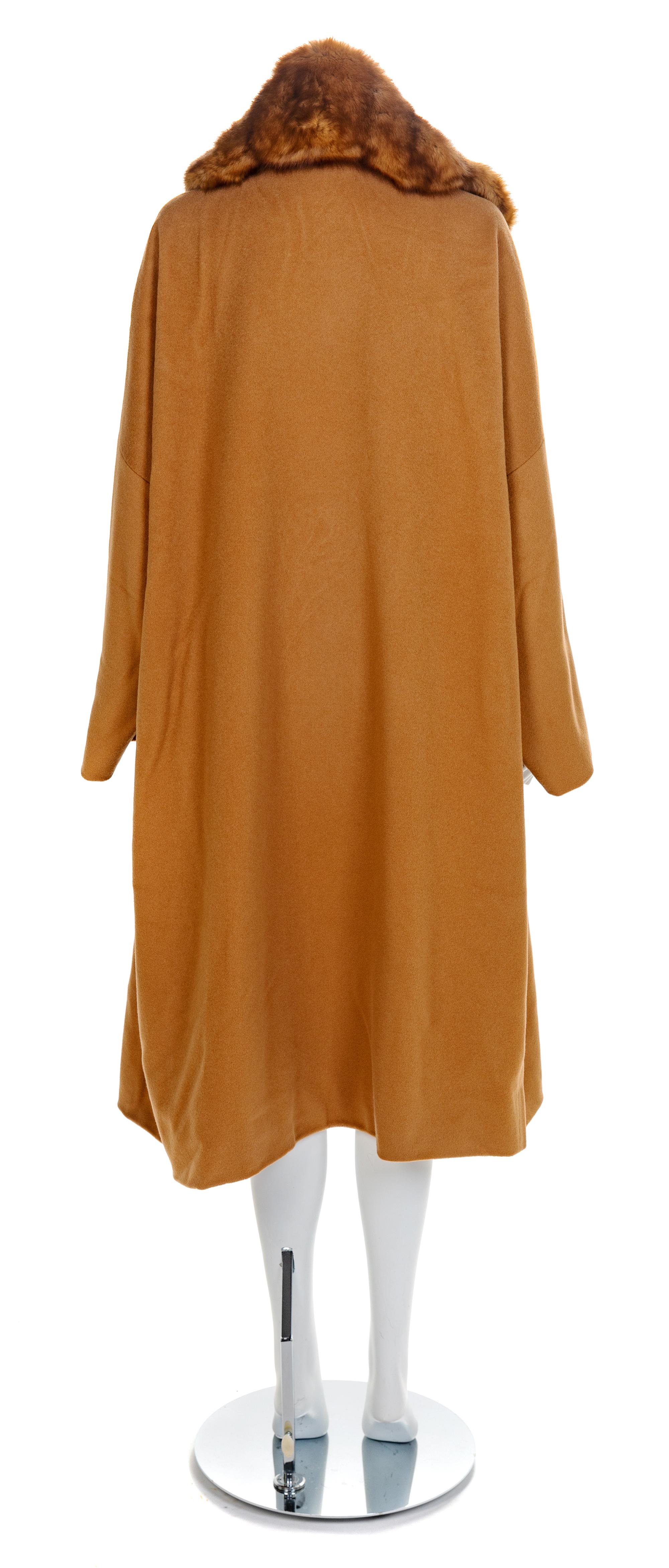 Atelier Versace Wool Coat with Wide Fur Trim, 1990s No size label