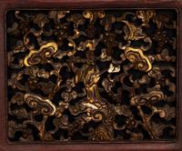 Five Chinese Gilt and Lacquered Carved Wood Panels