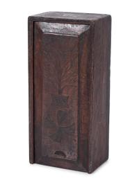 A Thistle Carved Oak Slide-Lid Candle Box