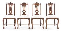 A Set of Four Spanish Walnut Side Chairs, Height 43 inches.