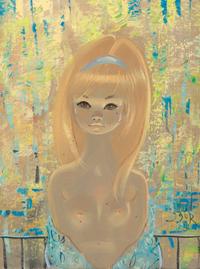 Blonde Girl on Floral Ground