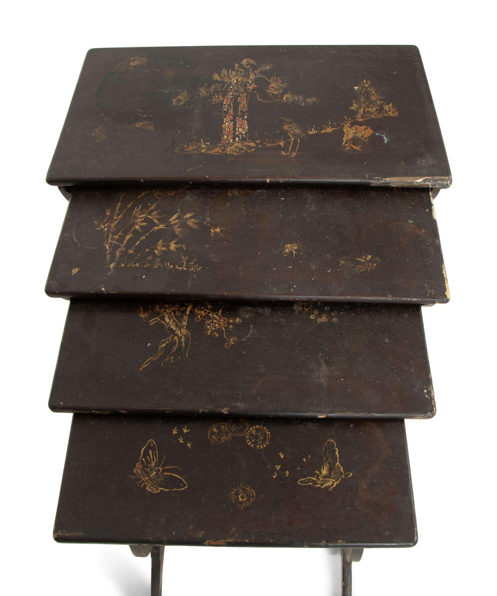 A Victorian Japanned Nest of Four Tables