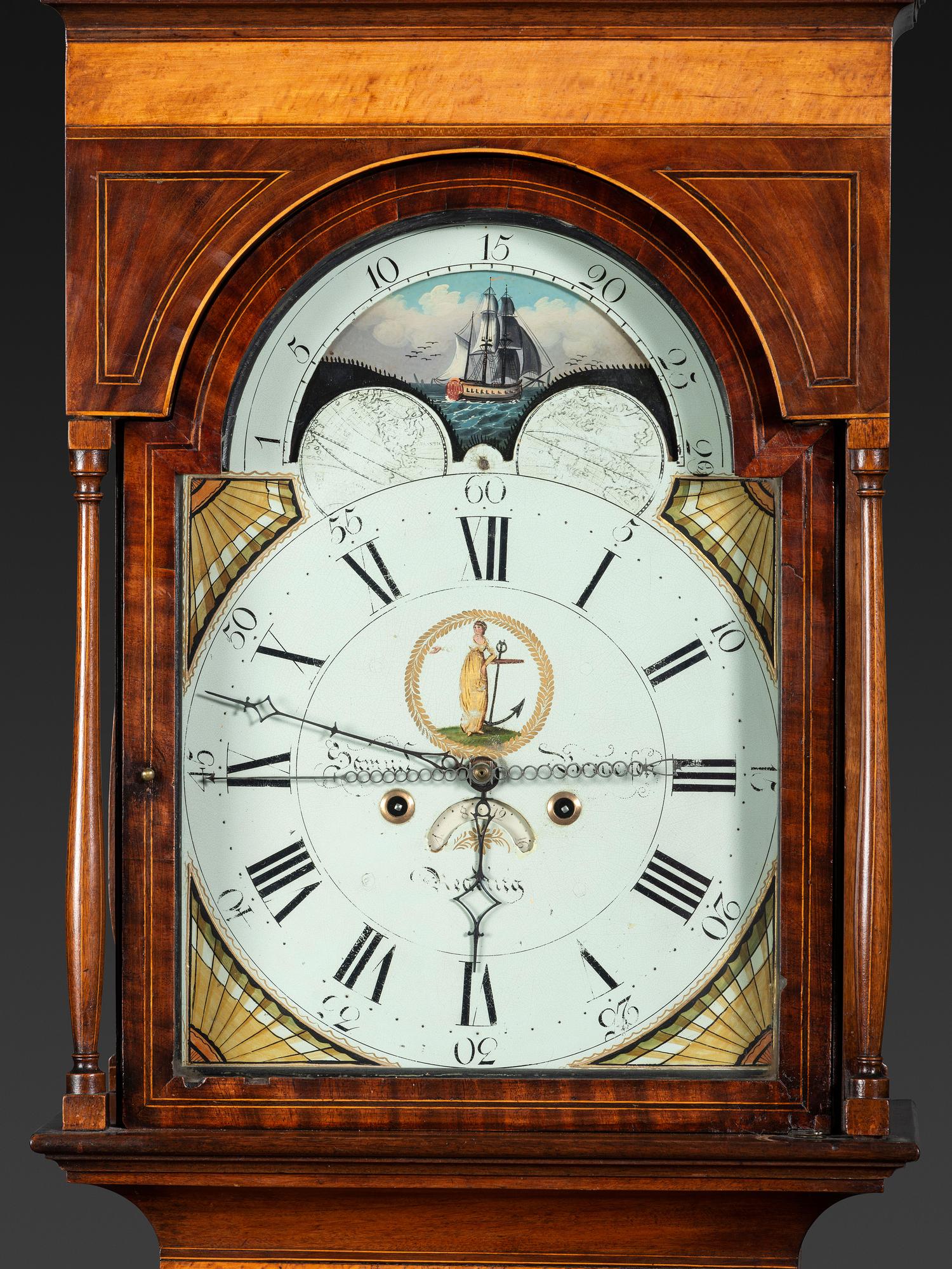 A Federal Inlaid Mahogany Tall Case Clock