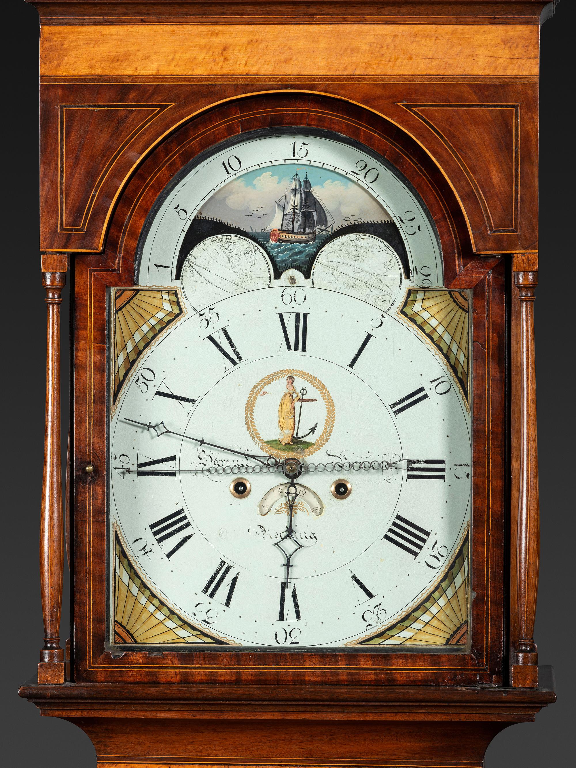 A Federal Inlaid Mahogany Tall Case Clock