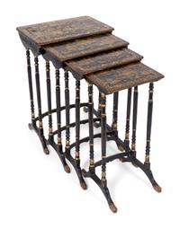A Nest of Four Chinese Export Gilt-Decorated Black Lacquer Tables — 19TH CENTURY