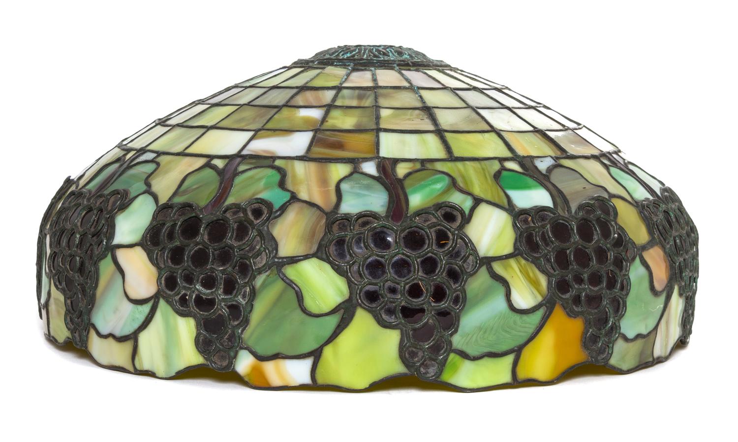 An American Leaded Glass Lamp Shade Diameter 16 5/8 inches.