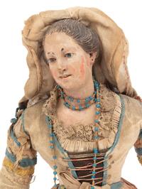 Three Italian Carved and Polychromed Wood and Gesso Crèche Figures