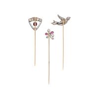 ANTIQUE, COLLECTION OF DIAMOND AND SYNTHETIC RUBY STICKPINS